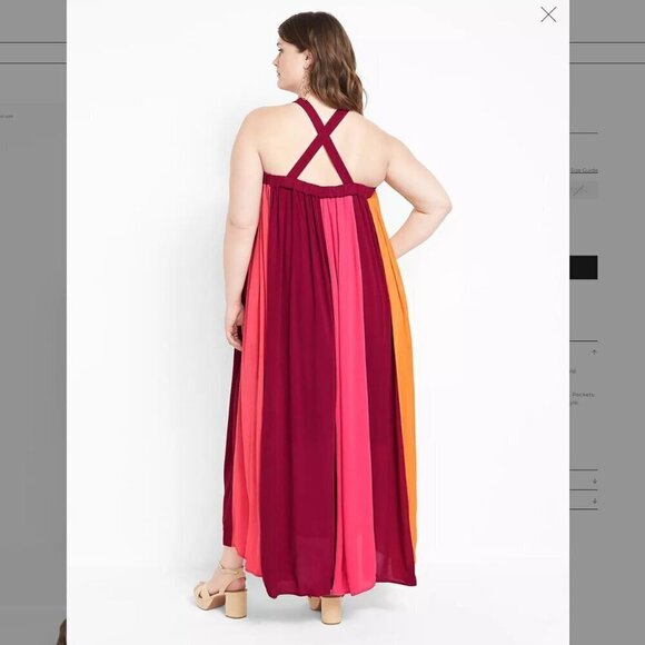 Women's Colorblock Maxi Dress Halter Size 14/16 Lane Bryant - Picture 2 of 8